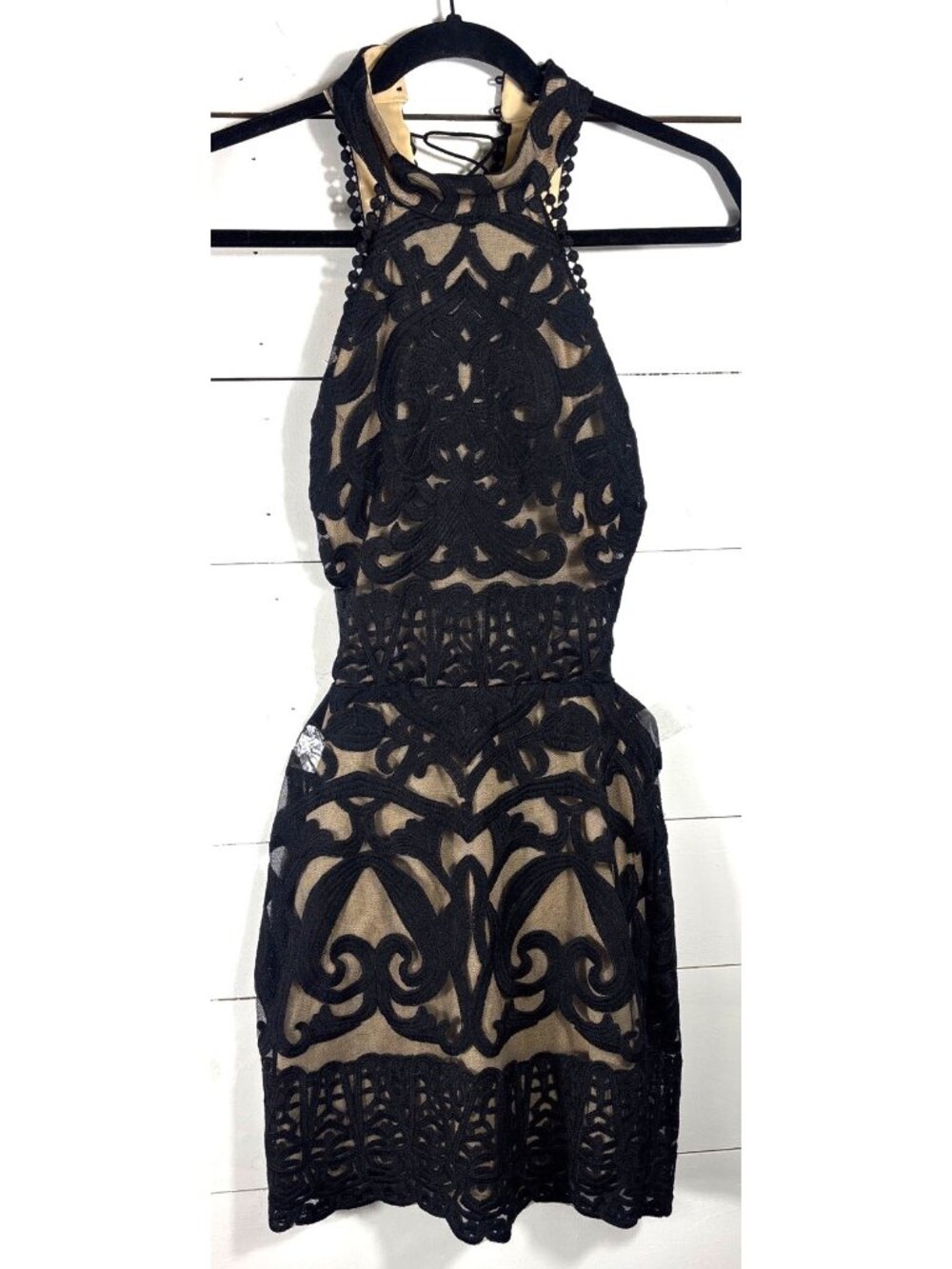 banjul womans black and nude mesh dress S